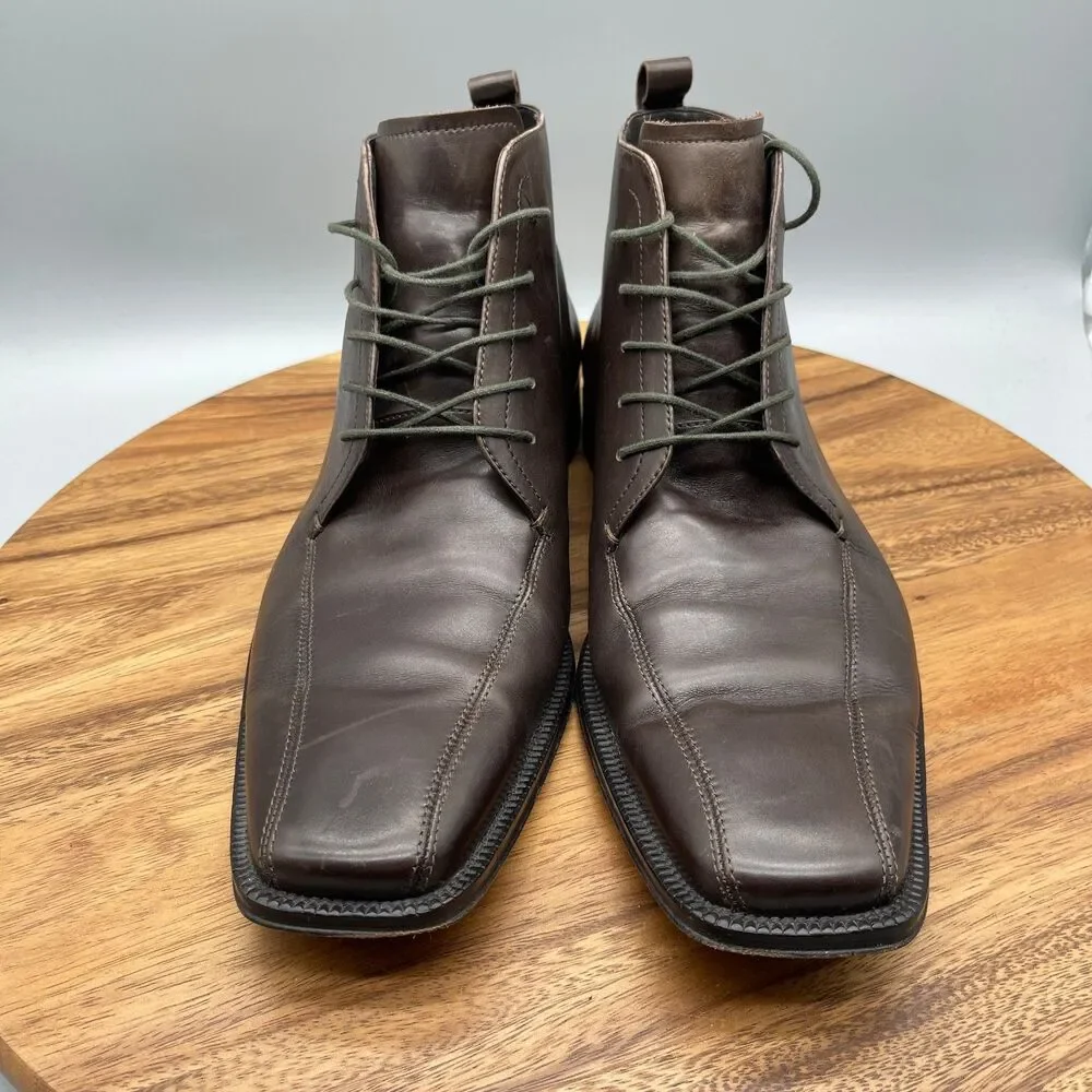 Hugo Boss Boots Mens Size 9 Brown Leather Ankle Walking Chelsea Dress Shoes